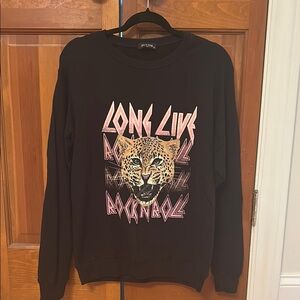 Zutter Black Crew Neck Sweatshirt Long Live Rock N Roll size: S